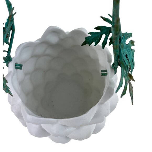 Vintage Dept 56 Balsam GreeneryPine Cone Hanging Planter Christmas Ceramic Metal - Picture 12 of 14